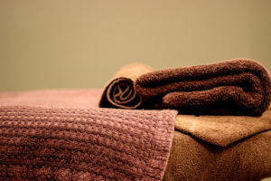 Towels in spa bed